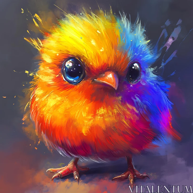 AI ART Whimsical Bird Art with Painterly Texture