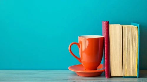 Orange Cup and Books Still Life