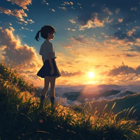 Sunset View Anime Girl