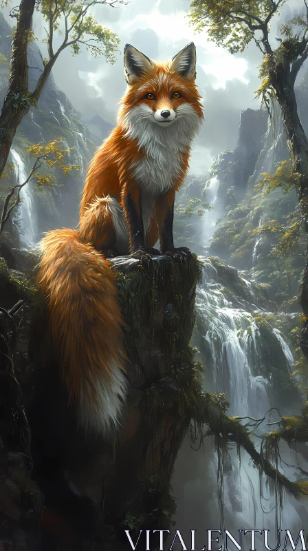 Vibrant Fox in a Lush Wilderness AI Image