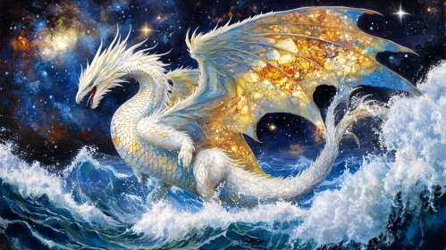 White Dragon in Starry Sea