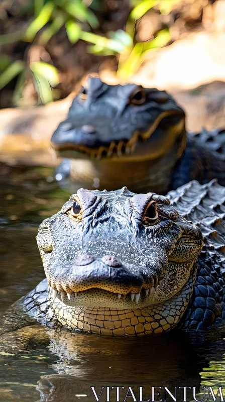 Alligators in Natural Habitat AI Image