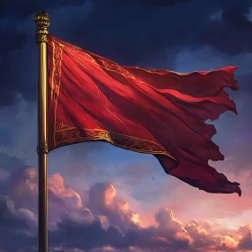 Crimson Banner Against the Heavens