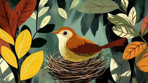 Stylized Bird Nest Illustration