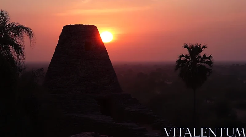 African Sunset Over Ancient Pyramid AI Image