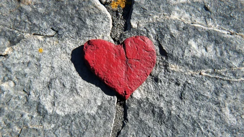 Red Heart Stone on Gray Rock