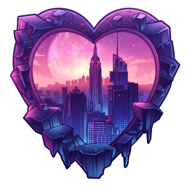 Moonlit City Heart Frame POD Design