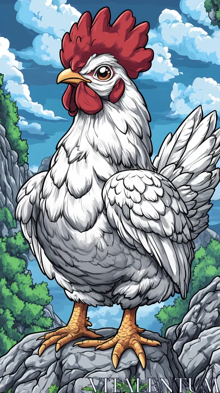 Proud Chicken in Nature AI Image