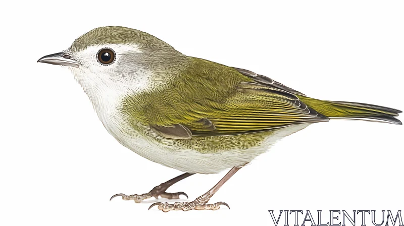 Vivid Green Bird with White Feathers AI Image