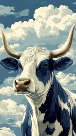 Peaceful Cow in Artistic Clouds