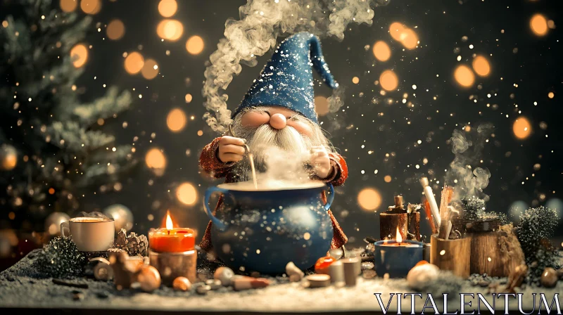 AI ART Cozy Gnome's Winter Brew