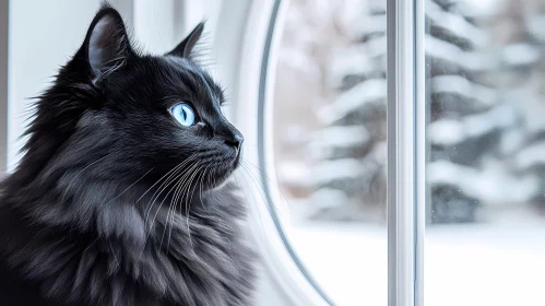 Majestic Cat by Frosted Window