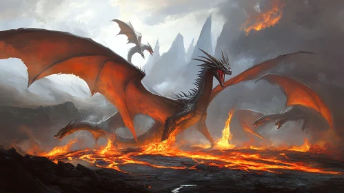 Lava Dragons: A Fiery Fantasy Scene