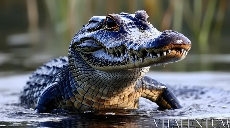 AI ART Alligator Captured in Natural Habitat