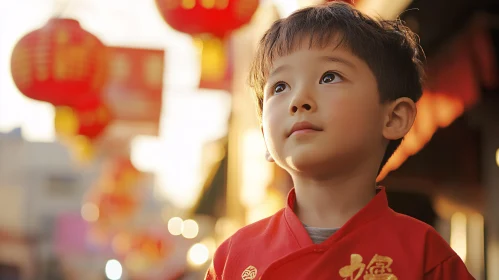 Boy in Red with Lanterns