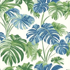Green and Blue Tropical Leaf Patterns