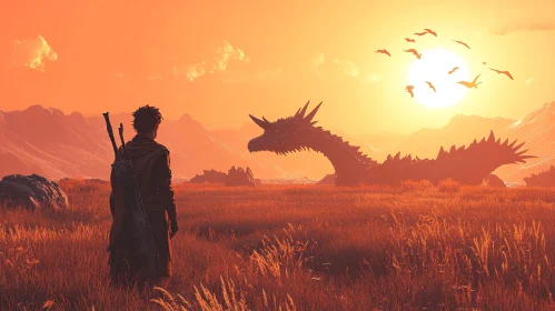 Man and Dragon at Sunset