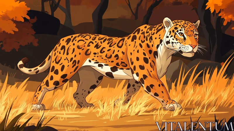 Jaguar Amidst Autumn Hues AI Image