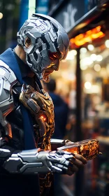 Futuristic Robotic Suit in Tabletop Photography Style