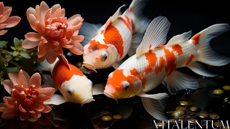 Koi Fish in Shallow Waters: A Precisionism-Inspired Artwork AI Image