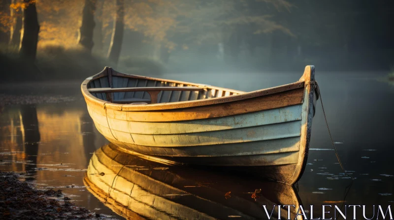 Romantic Atmospheric Imagery of Boat in River AI Image