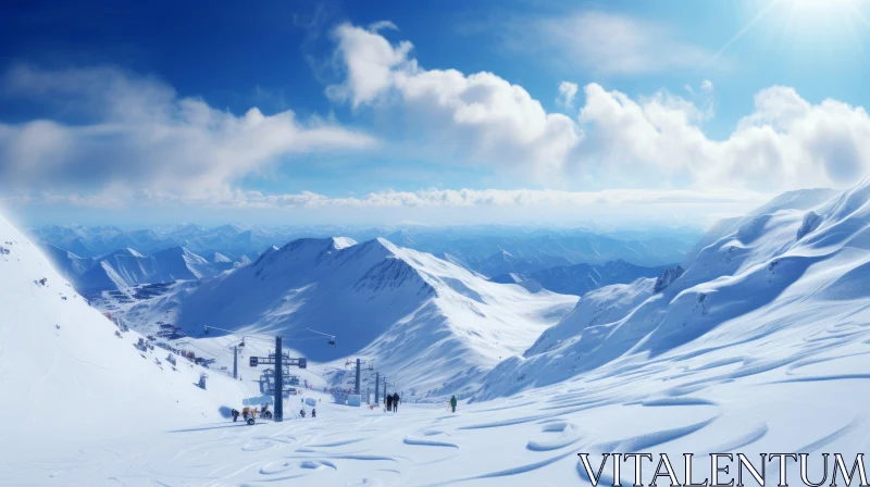 Scenic Ski Slope Adventure - Summer Snow Mountain Panorama AI Image