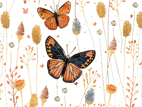 Seamless Butterfly and Flower Pattern for Home Decor POD Design