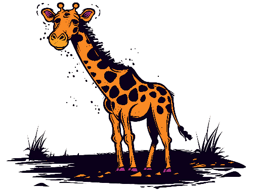 Whimsical Cartoon Giraffe Illustration for Apparel