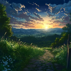 Tranquil Sunset Over Mountain Trail