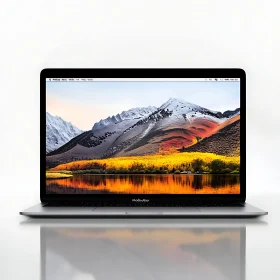 Mountain Landscape on Laptop Screen