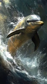 Dolphin Leaping in Ocean Waves