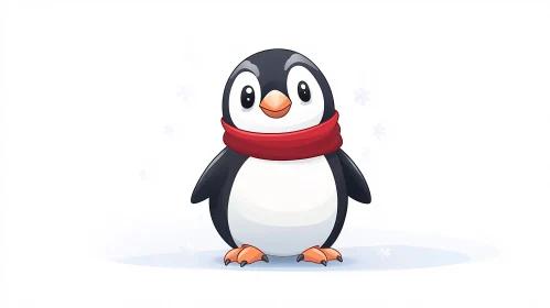 Charming Penguin with Red Scarf