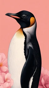 Penguin and Blossoms Art