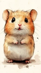 Watercolor Hamster Art