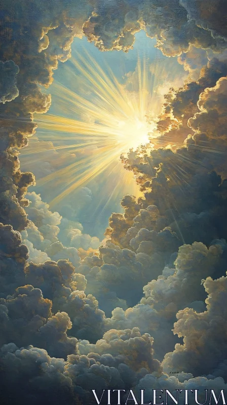 AI ART Heavenly Sunlight Amidst Clouds