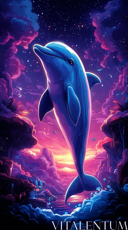 Majestic Dolphin in Dreamy Ocean AI Image