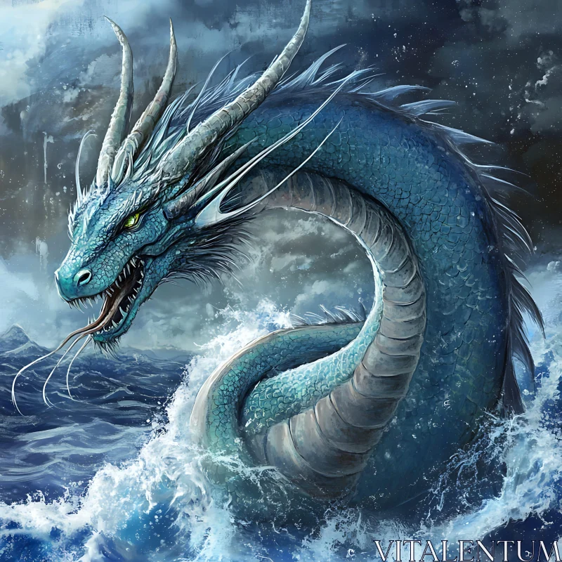 AI ART Aquatic Dragon Emerges From the Depths