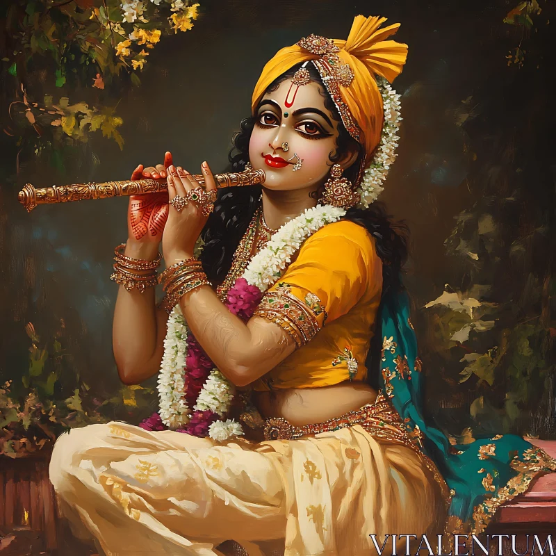 Divine Melody of Krishna AI Image