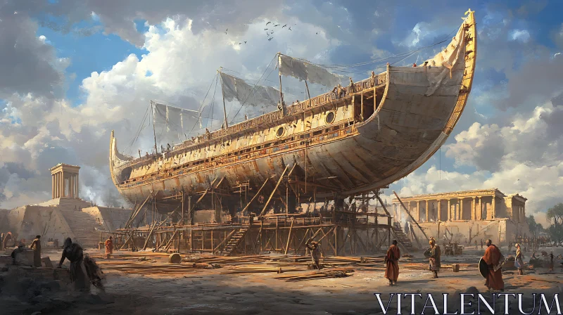 AI ART Historical Shipyard Scene with Classical Architecture