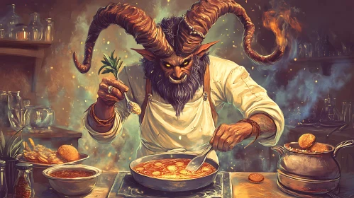 Fantasy Kitchen: Monster Cooking Scene