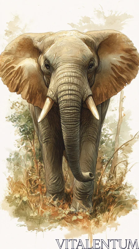 Artistic Elephant in Serene Surroundings AI Image