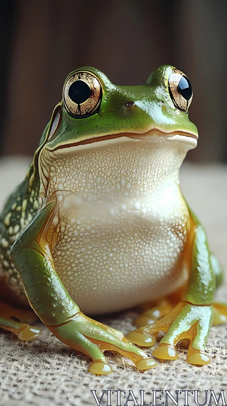 Detailed Green Frog Portrait AI Image