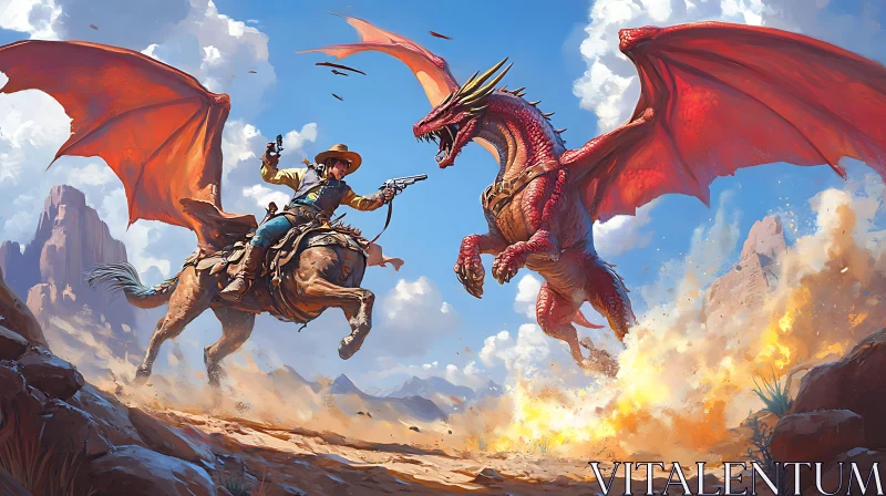 Western Dragon Showdown AI Image