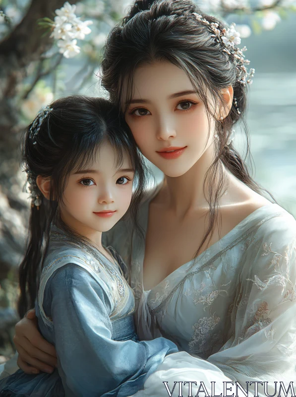 AI ART A Mother's Love: Gentle Portrait of Mother and Child