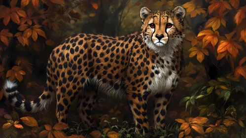 Autumn Forest with Majestic Cheetah