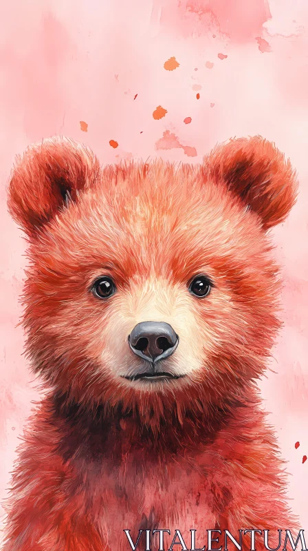 Cute Bear in Artistic Illustration AI Image