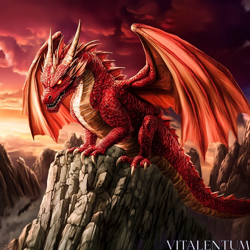 AI ART Crimson Dragon Guardian