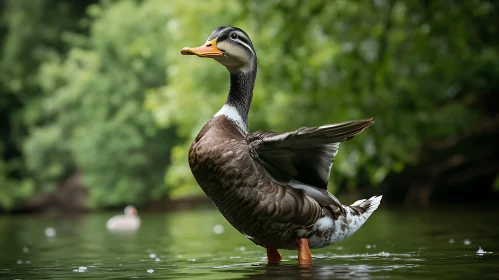 Duck Standing Proudly in Pond