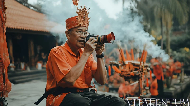 AI ART Man with Camera in Cultural Setting