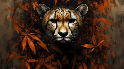 Cheetah in Autumn Foliage